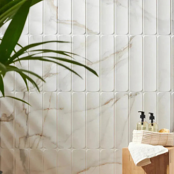 Amalfi Riviera Calacatta Gold 16x48 Matte Ceramic Tile – Aloft Tiles