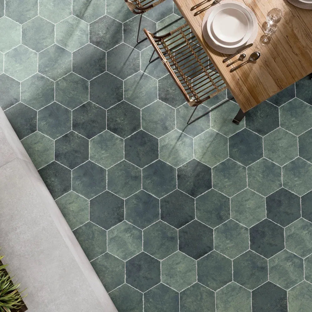 Green 9" Hexagon Matte Porcelain Tile – Aloft Tiles