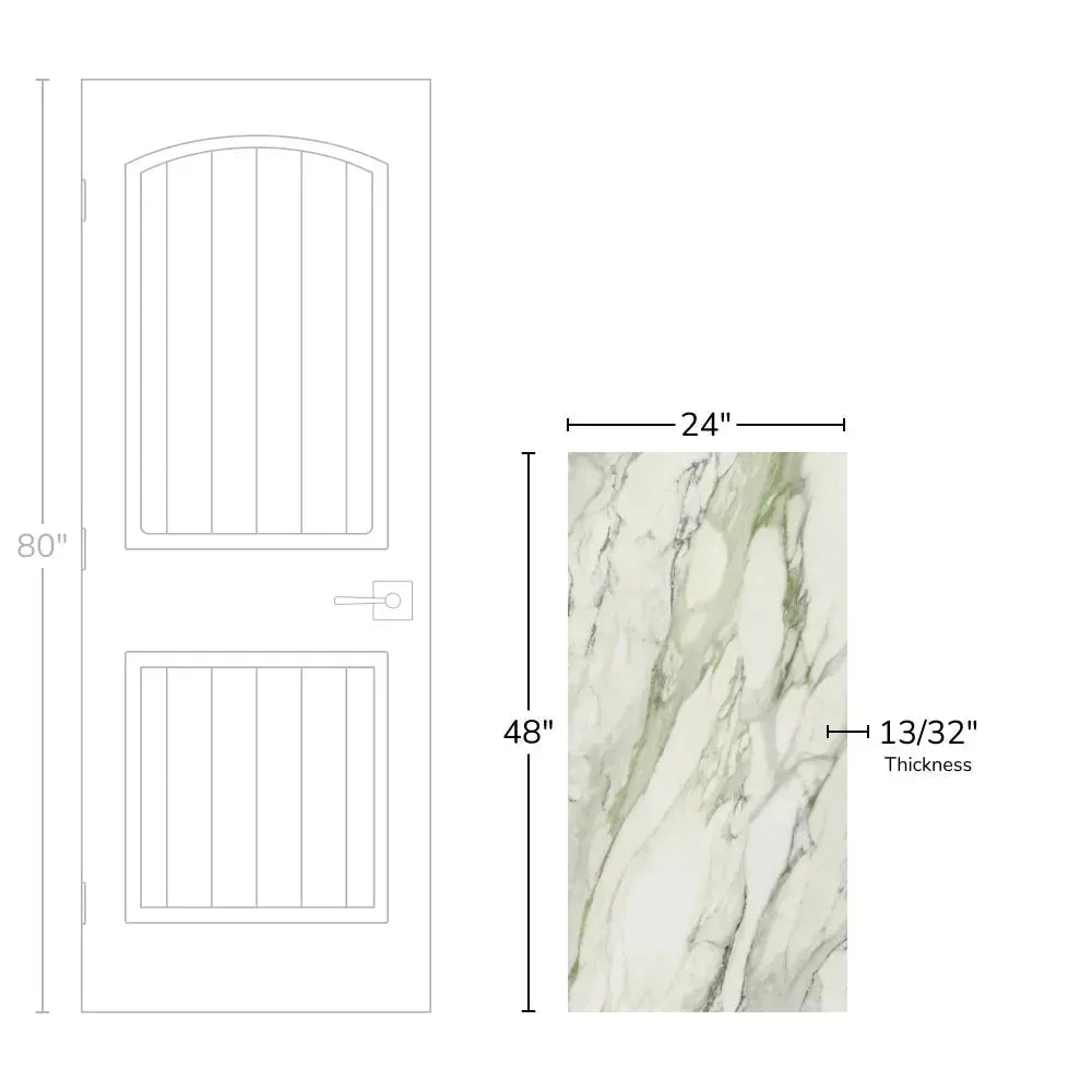 Calacatta Green Marble Look 24x48 Polished Porcelain Tile - Aloft Tiles