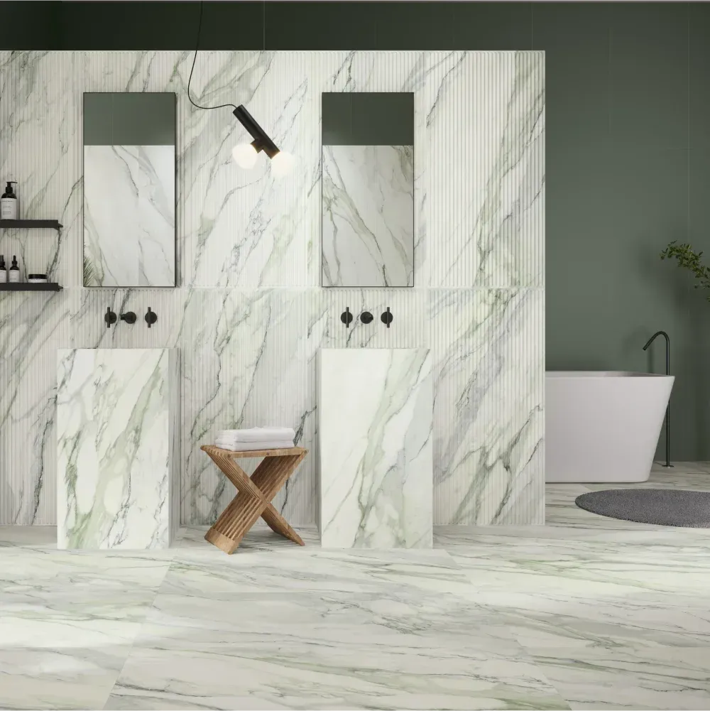 Calacatta Green Marble Look 24x48 Matte Porcelain Tile