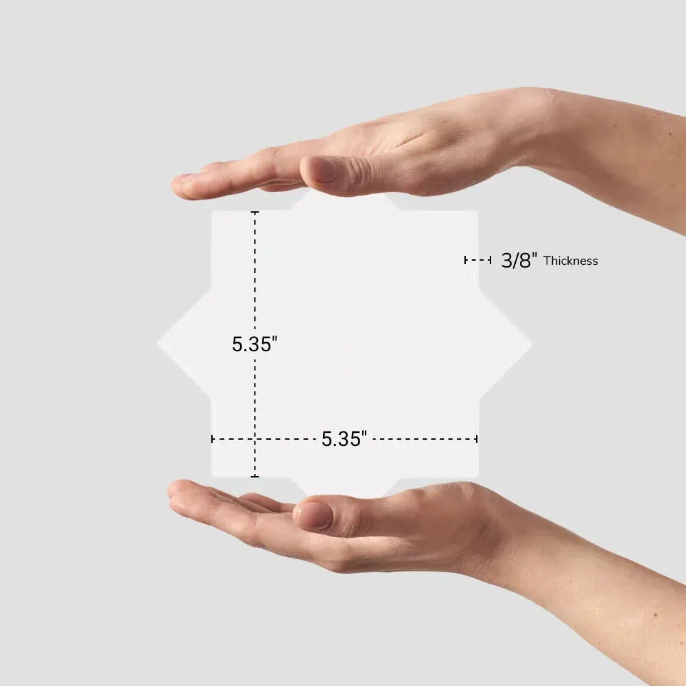 Moroccan White Star 5x5 Polished Ceramic Tile - Aloft Tiles