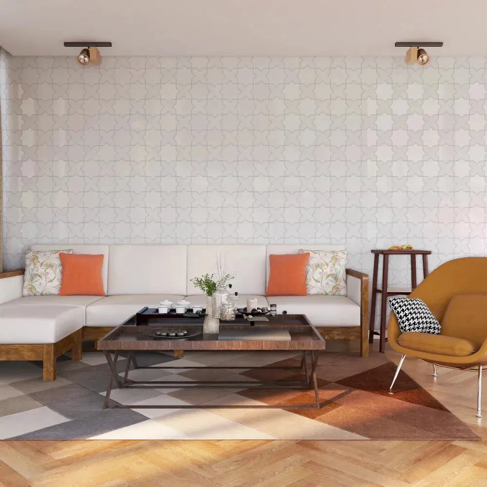 Moroccan White Star 5x5 Polished Ceramic Tile