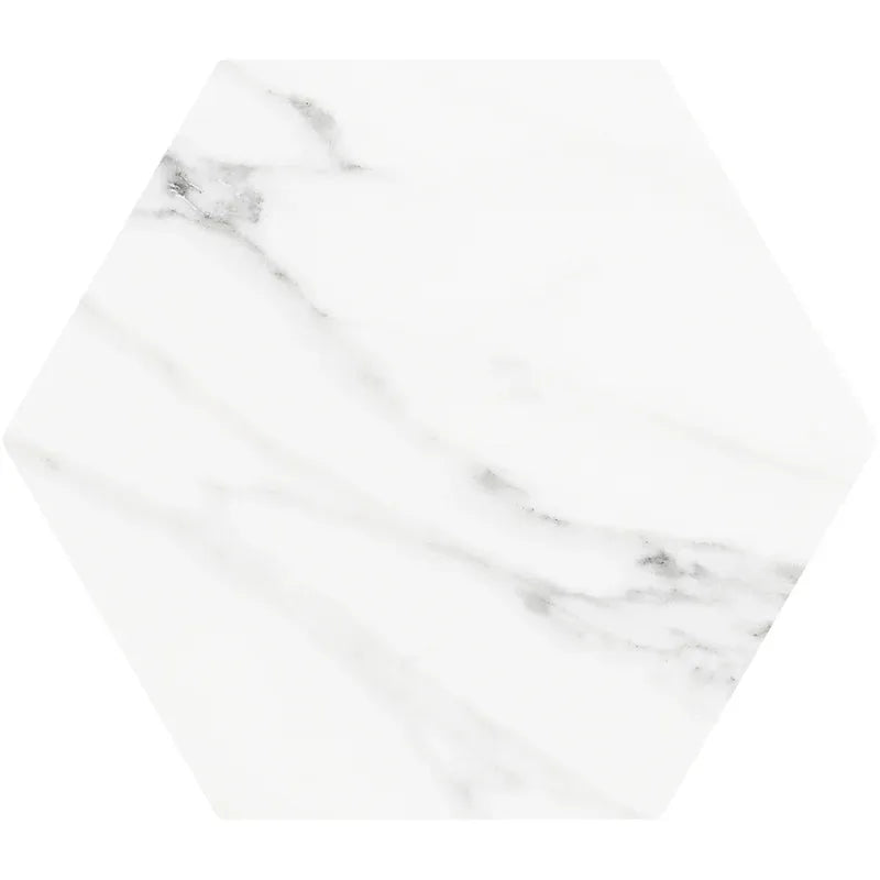 Hex White Carrara 9" Matte Porcelain Tile