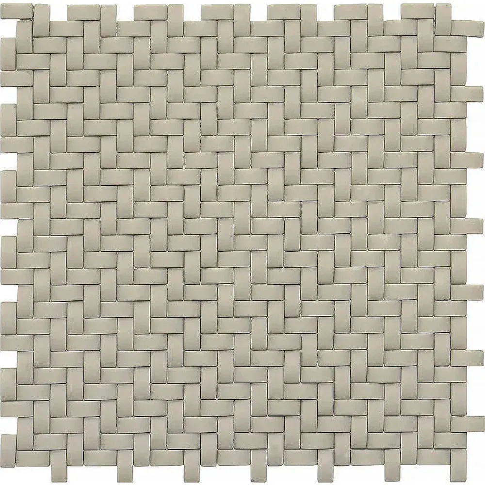 Gray Basket Weave Matt Recycled Glass Mosaic Tile