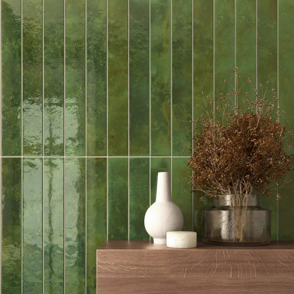 Green 2x16 Glossy Ceramic Subway Tile – Aloft Tiles