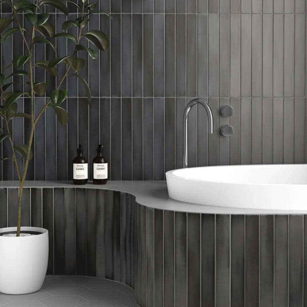 Black 2x16 Satin Ceramic Subway Tile – Aloft Tiles Black 2x16 Satin Ceramic Subway Tile – Aloft Tiles