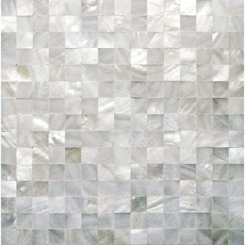 Shell 1x1 White Shell 1x1 Square Polished Mosaic Tile - Sample – Aloft Tiles