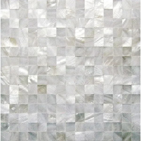 White Shell 1x1 Square Polished Mosaic Tile - Sample – Aloft Tiles