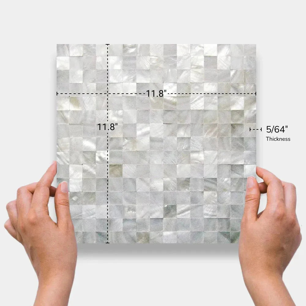 Shell 1x1 White Shell 1x1 Square Polished Mosaic Tile – Aloft Tiles