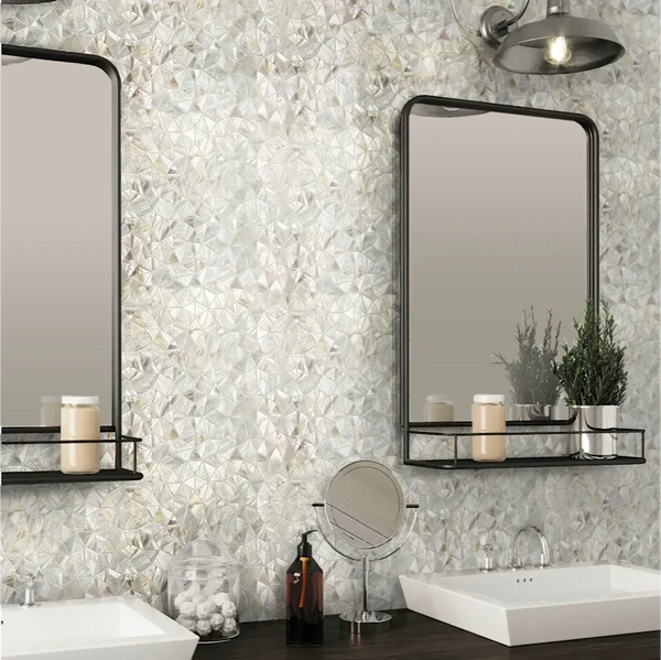 White Shell Triangula Polished Mosaic Tile – Aloft Tiles
