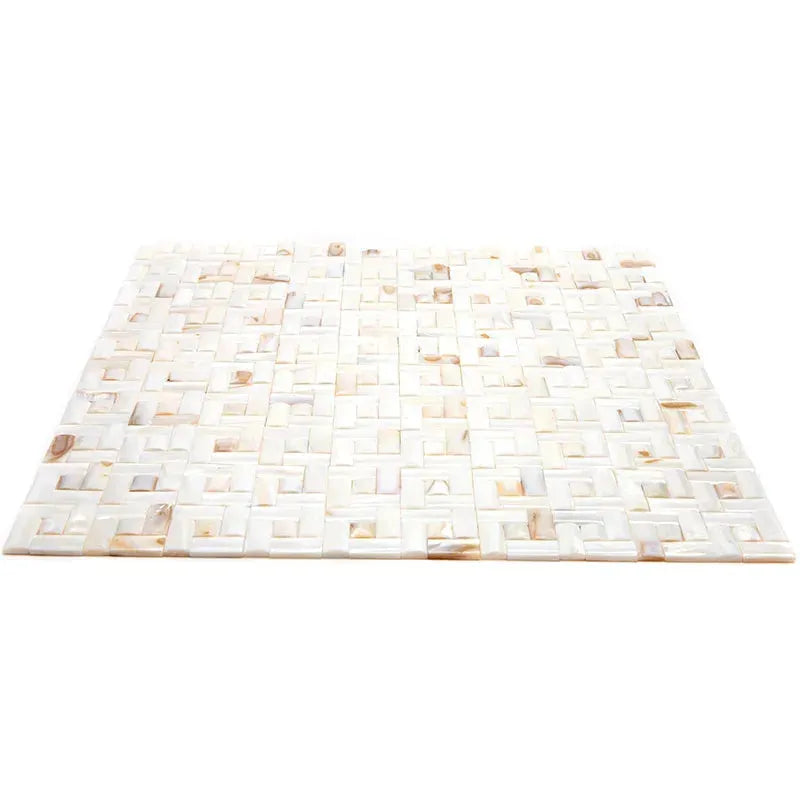 White Shell Brick & Square 3D Polished Mosaic Tile – Aloft Tiles