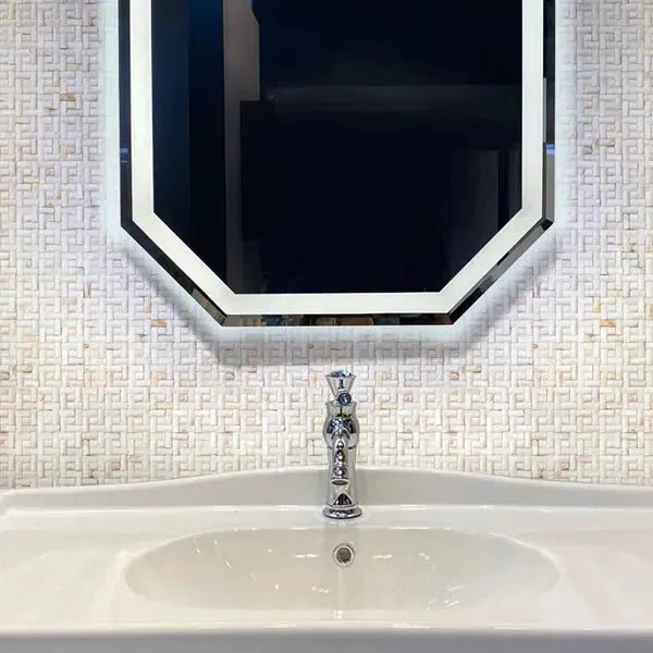 White Shell Brick & Square 3D Polished Mosaic Tile – Aloft Tiles