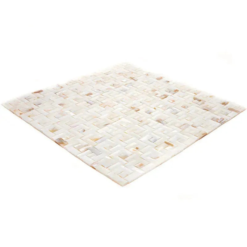 White Shell Brick & Square 3D Polished Mosaic Tile – Aloft Tiles