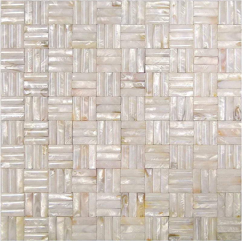 White Shell Brick 3D Polished Mosaic Tile | Aloft Tiles